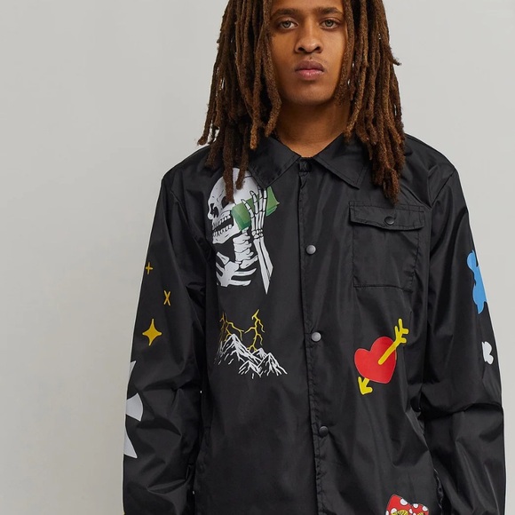 Black Grafitti Stadium Jacket- Size XL - Picture 9 of 11